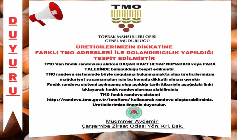 Fındık üreticilerine ‘dolandırıcılık uyarısı