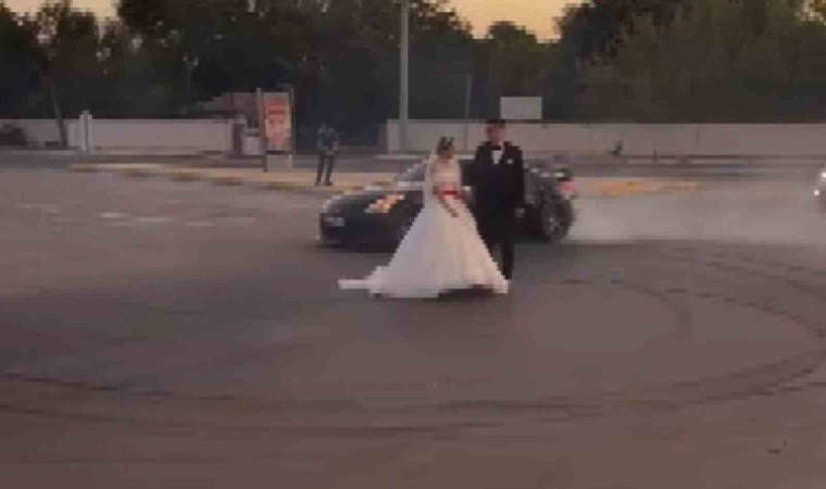 Gelin ve damat etrafında drift atan sürücüye ceza yağdı