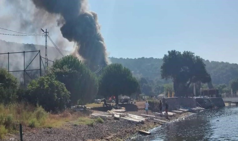 Heybeliadada havai hatlarda çıkan yangın ağaçlara sıçradı