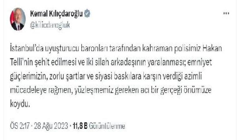 Kılıçdaroğlu: Türkiye uyuşturucunun pazarı haline geldi