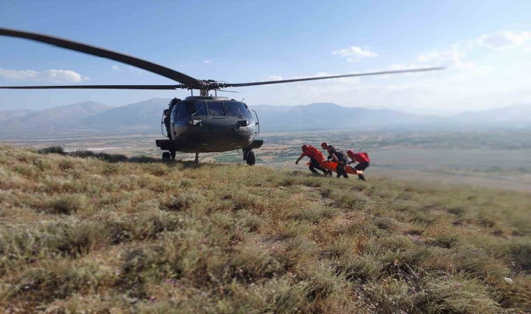 Maden araştırması yaparken yaralanan jeoloji mühendisi helikopterle kurtarıldı