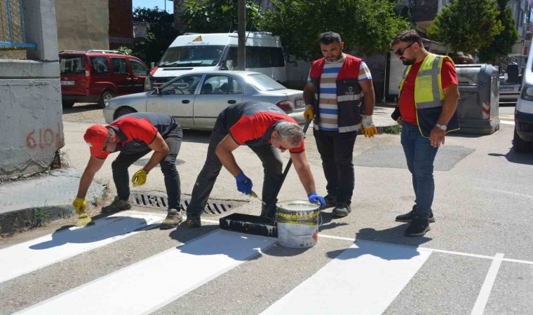 Orduda yaya geçitleri ve kasisler yeniden boyandı