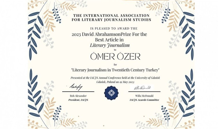 Prof. Dr. Ömer Özer ‘20. Yüzyıl Türkiyesinde Edebi Gazetecilik başlıklı makalesiyle uluslararası bir başarıya imza attı