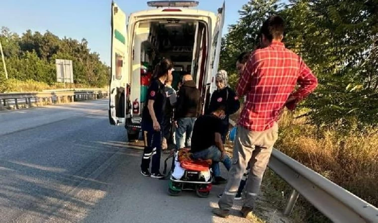 Şarampole düşen minibüs alev aldı; 2 yaralı