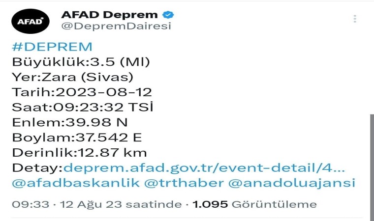 Sivasta korkutan deprem