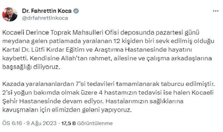 TMO silolarındaki patlamada yaralılardan 1’i yaşamını yitirdi (2)