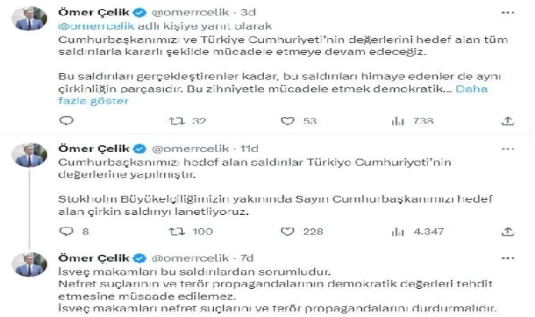 AK Parti’li Çelik: İsveç makamları bu saldırılardan sorumludur