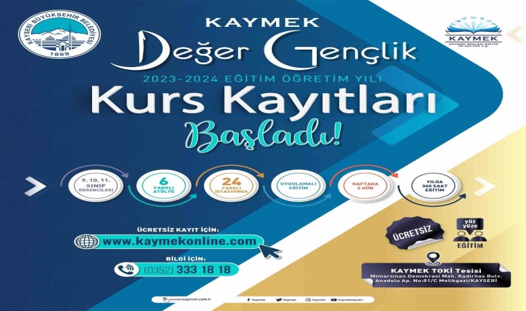 Büyükşehirin ödüllü Değer Gençlik Projesinde kurs kayıtları devam ediyor