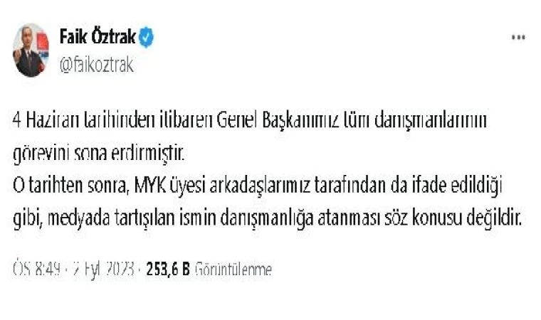 CHP Sözcüsü Öztrak’tan ’danışman’ açıklaması