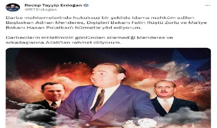 Cumhurbaşkanı Erdoğan, Adnan Menderes’i andı