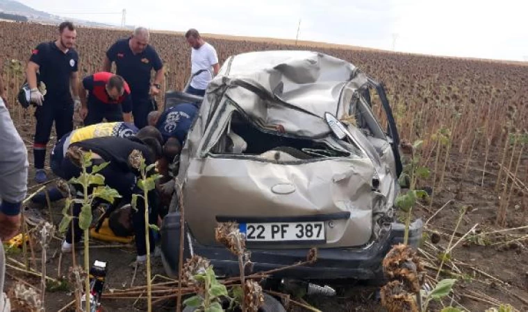 Edirne’de tarlaya giren otomobil takla attı: 1 ölü, 2 yaralı