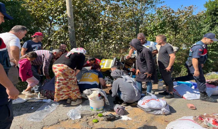 Fındık işçilerini taşıyan patpat devrildi: 5 yaralı