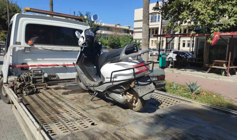 Gazipaşada plakasız motosiklet kullanan sürücüye 7 bin lira ceza