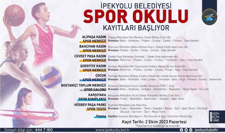 İpekyolu Belediyesinin yeni dönem spor okulu kayıtları başlıyor