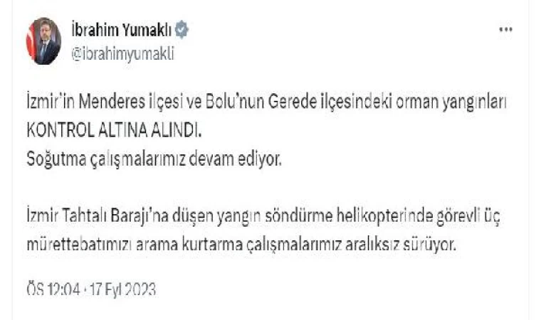 İzmir’deki orman yangınında 2’nci gün; baraja düşen helikopterdeki 3 mürettebat aranıyor (3)