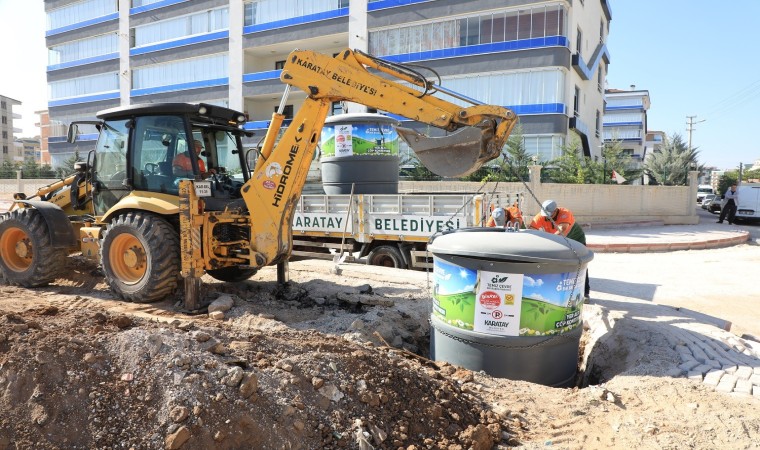 Karatayda 200 adet yeraltı çöp konteynerinin daha kurulumu yapıldı