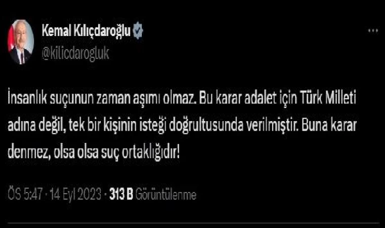 Kılıçdaroğlu’ndan Madımak davasında ’zaman aşımı’ kararına tepki: Suç ortaklığıdır