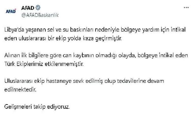 Libya’ya yardım için giden uluslararası ekip kaza geçirdi