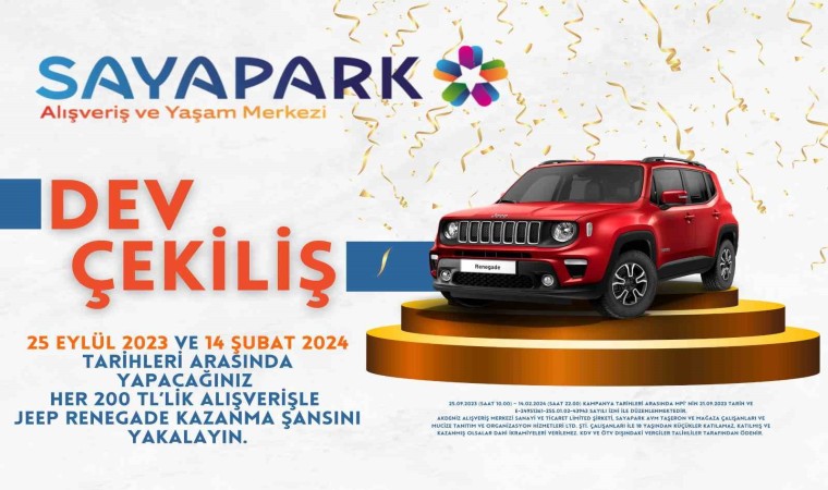 Sayapark AVM çekilişle cip veriyor