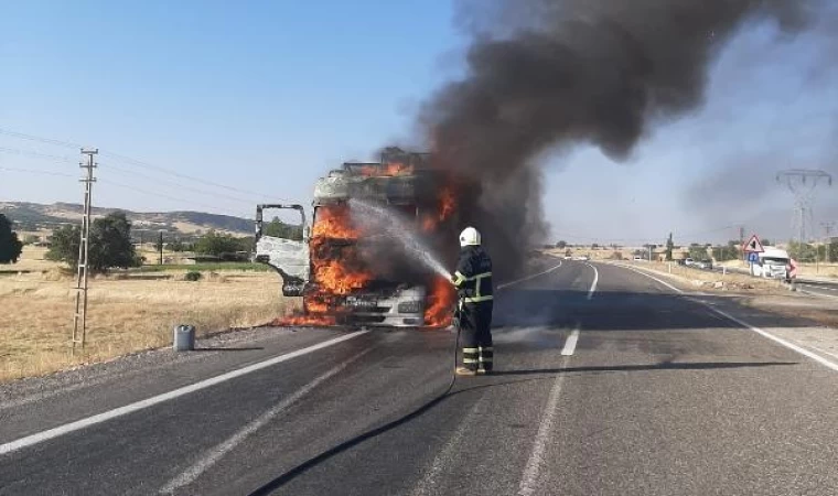 TIR yangını kamerada