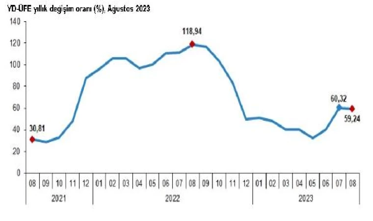 TÜİK: Yurt dışı üretici enflasyonu ağustosta yüzde 59,24 oldu