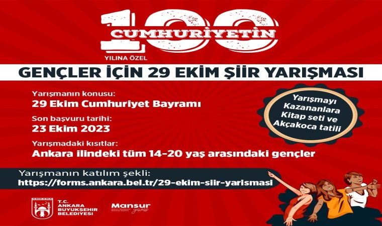 Ankara Büyükşehir Belediyesinden Cumhuriyetin 100. yılına özel şiir yarışması