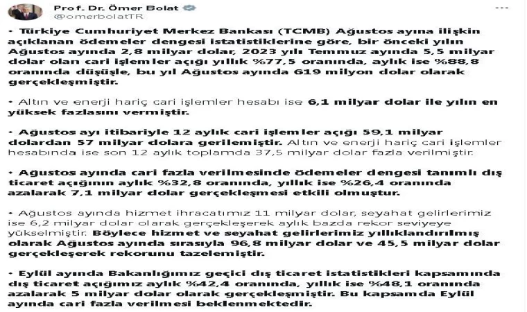 Bakan Bolat: Dış ticaret açığımız 5 milyar dolar olarak gerçekleşti