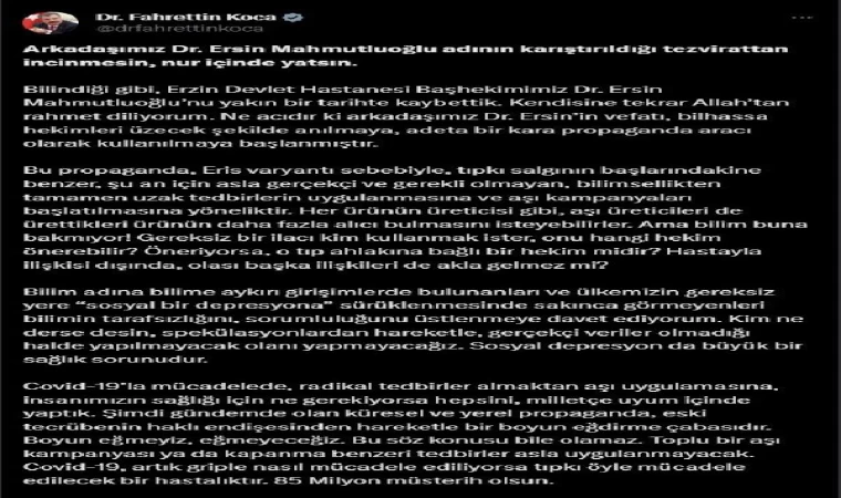 Bakan Koca: Aşı kampanyası ya da kapanma benzeri tedbirler asla uygulanmayacak