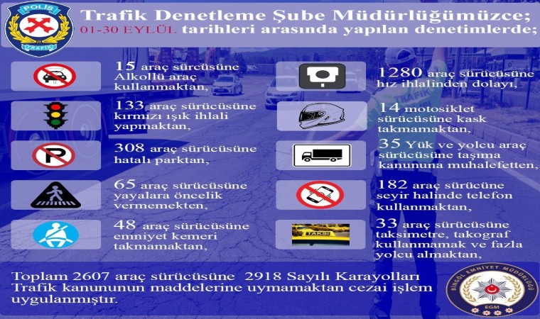 Bingölde 2 bin 607 araç sürücüsüne cezai işlem uygulandı