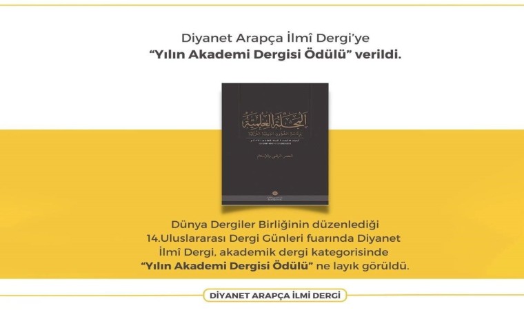 Diyanet Arapça İlmi Dergisine ödül