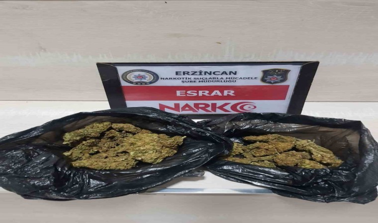 Erzincanda 75.40 gram esrar ele geçirildi