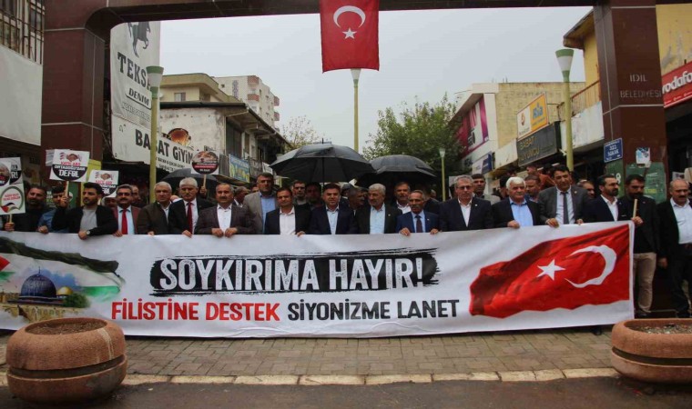 İdilde İsrailin Gazzeye saldırıları protesto edildi