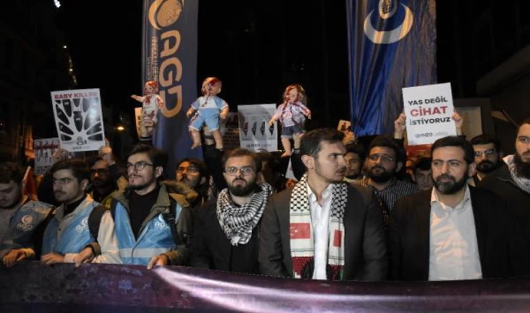 İngiltere’nin İstanbul Başkonsolosluğu önünde İsrail protestosu