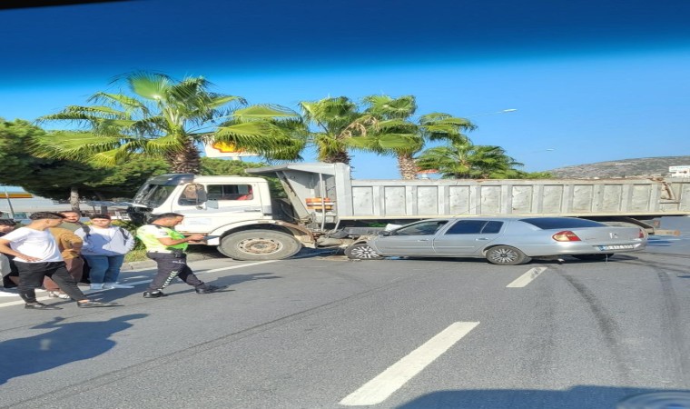 Kamyona çarpan otomobilden burnu bile kanamadan kurtuldu