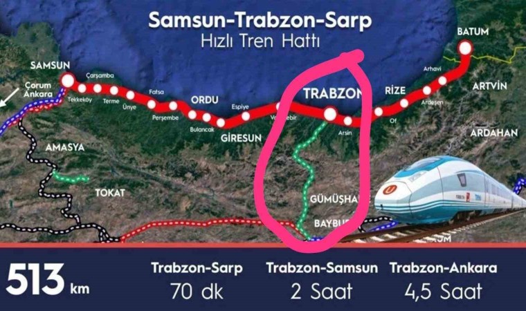 Karafazlıdan Samsun-Sarp hızlı tren yolu çıkışı