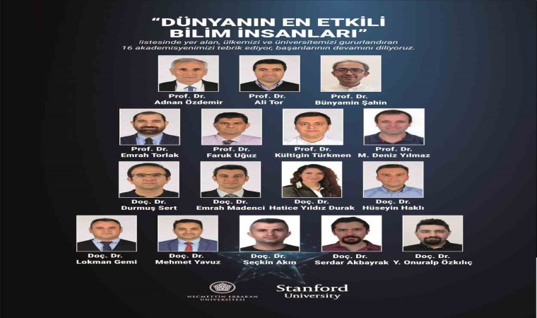 NEÜlü 16 akademisyen “Dünyanın En Etkili Bilim İnsanları” listesinde