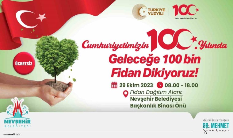 Nevşehirde Cumhuriyetin 100. yılında 100 bin fidan dağıtılacak