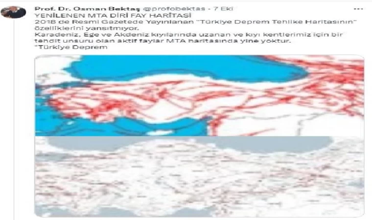 Prof. Dr. Bektaş: MTA’nın haritası Türkiye’nin gerçek deprem potansiyelini yansıtmıyor