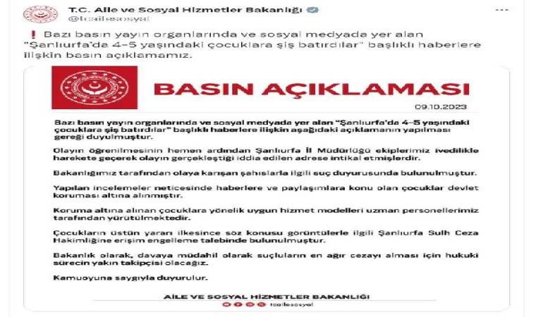 Şanlıurfa’da şiş batırılan çocuklar devlet korumasına alındı