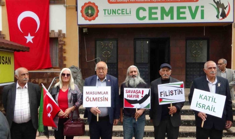 Tuncelide cemevinden İsraile protesto, Filistine destek