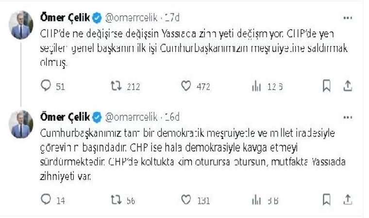 AK Parti’li Çelik: CHP’de Yassıada zihniyeti değişmiyor