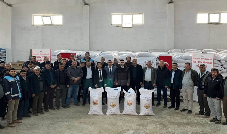 Aslanapada 386 çiftçiye yüzde 50 hibeli 65 ton 550 kilo buğday tohumu dağıtıldı