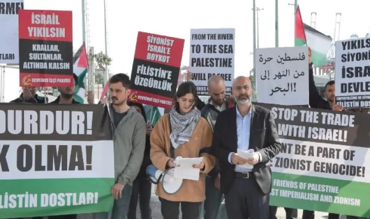 Beylikdüzü’ndeki Ambarlı Limanı’nda İsrail protestosu