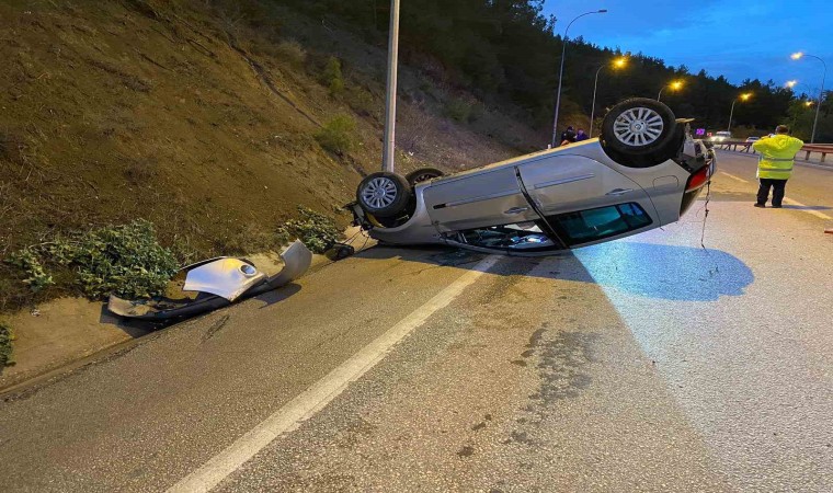 Bilecikte takla atan otomobil sürücüsü yaralandı