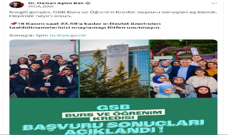 Burs ve öğrenim kredisi başvuru sonuçları açıklandı