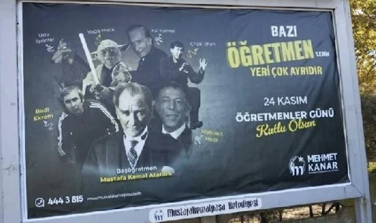 Bursa’da, tartışılan Öğretmenler Günü afişi