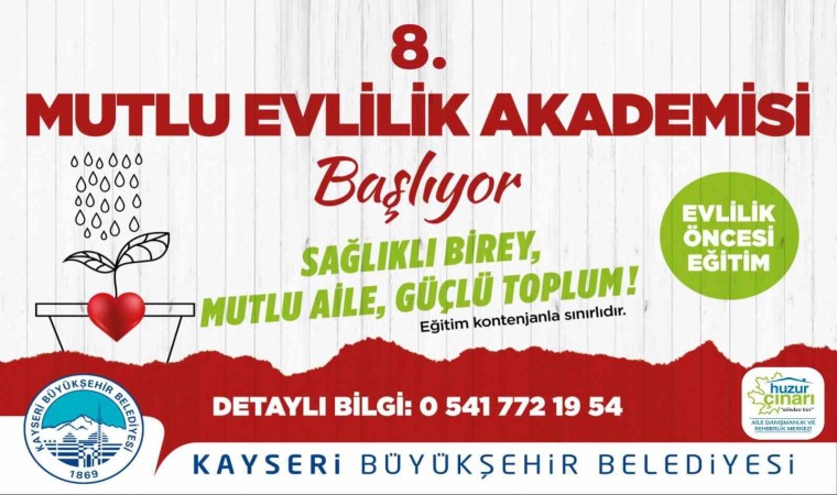 Büyükşehirin, 8inci Mutlu Evlilik Akademisi kayıtları başladı