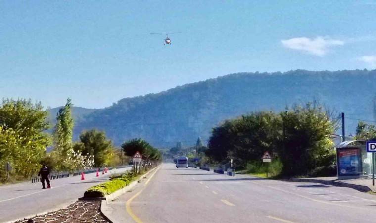 Cayrokopterli trafik denetiminde 2 araç trafikten men edildi