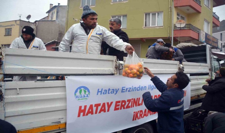 Depremzedelerden vefa: Kendilerini yalnız bırakmayan ilçeye 1 kamyon dolusu narenciye gönderdiler