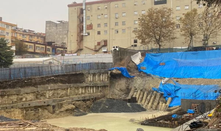 (Ek fotoğraflar) Bağcılar’da inşaatın istinat duvarı çöktü-1